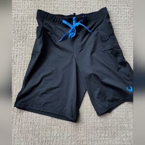 Hylete Black Athletic Shorts with Blue Highlights